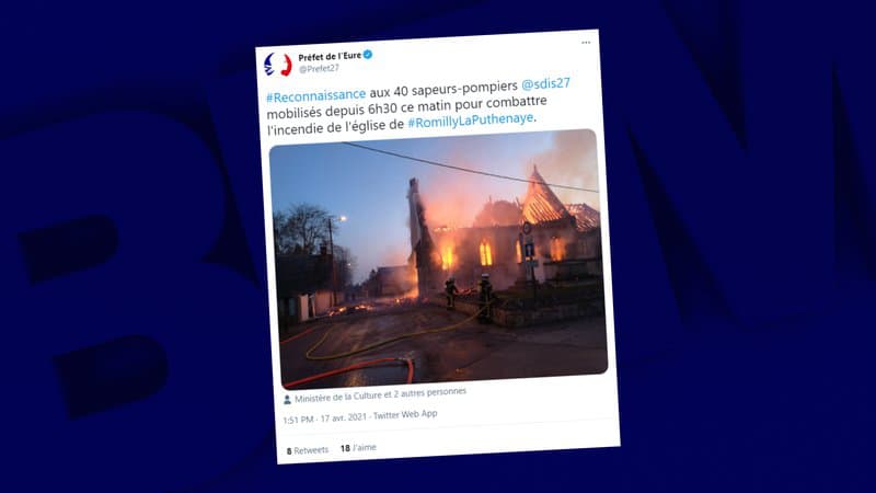 Eure: une église ravagée par les flammes