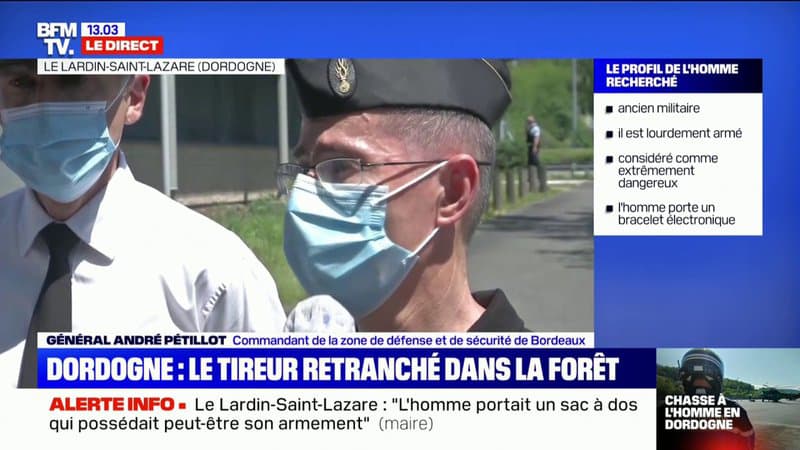 Général Pétillot, commandant de la zone de défense: le tireur possède “une arme de grande chasse”