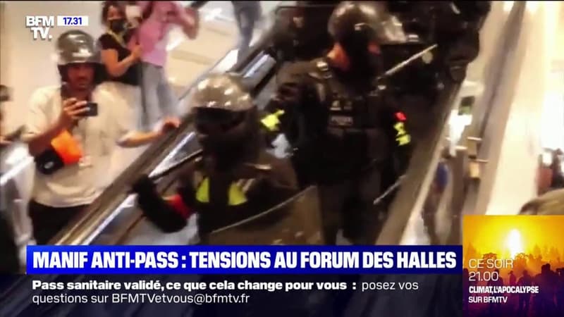 Manifestations anti-pass: des tensions ont éclaté à l’intérieur du Forum des Halles à Paris