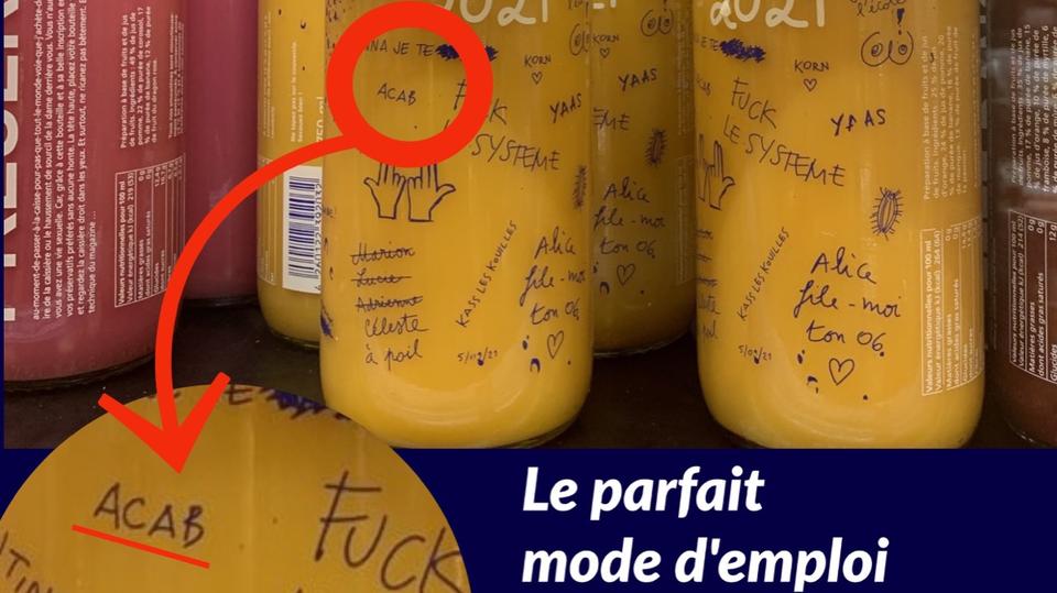 Des messages anti-flic apparaissent sur des bouteilles de Smoothie à Monoprix !