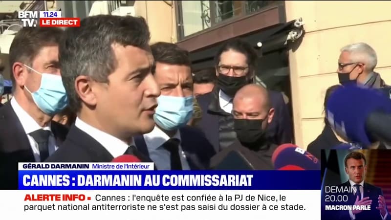 Cannes: d’après Gérald Darmanin, le policier visé est “extrêmement choqué psychologiquement”