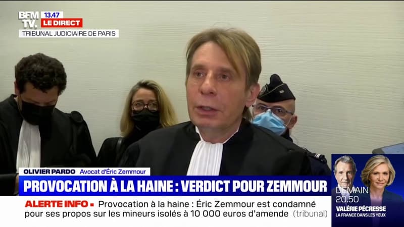 Éric Zemmour condamné pour provocation à la haine raciale: son avocat regrette une “dénaturation” de ses propos