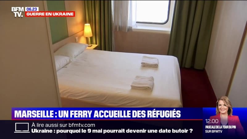 À bord du navire qui accueille des réfugiés ukrainiens dans le port de Marseille