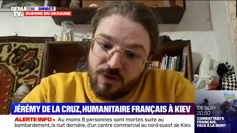 Bombardement à Kiev: “C’était un vrai centre commercial, […] il y avait des denrées alimentaires ici”, se désole un Français sur place