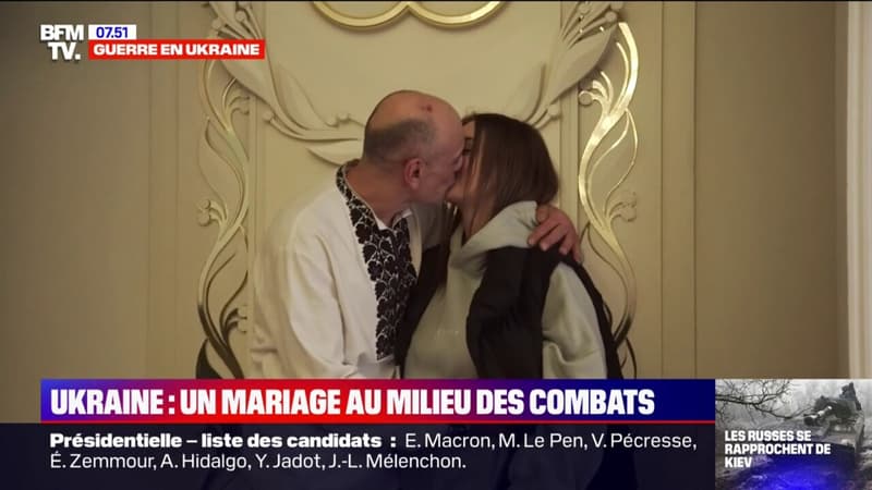 Guerre en Ukraine: au milieu des combats, un soldat ukrainien se marie