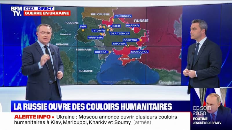 L’armée russe annonce l’ouverture de plusieurs couloirs humanitaires en Ukraine
