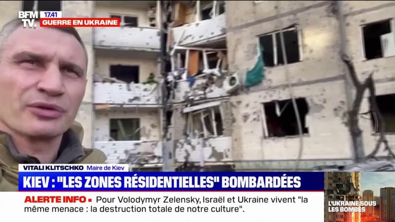 Le maire de Kiev se filme devant un immeuble bombardé par l’armée russe