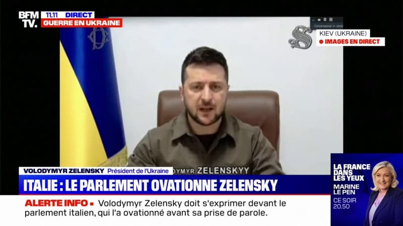 “Les villes ukrainiennes sont détruites”: Volodymyr Zelensky évoque “des bombardements incessants” devant le Parlement italien