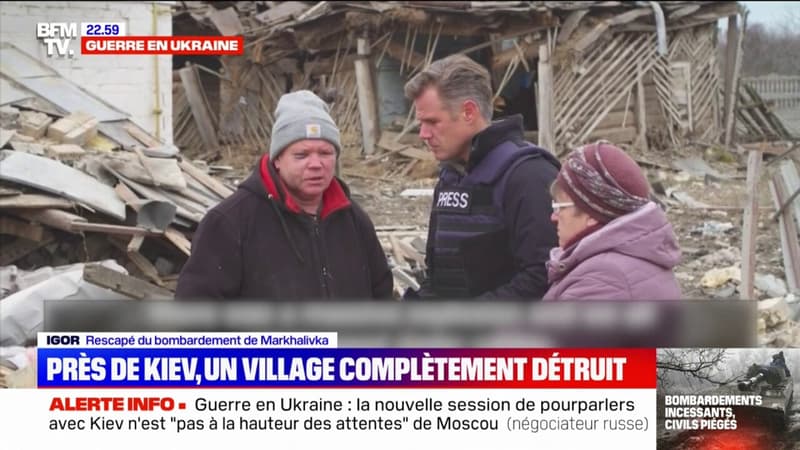 Près de Kiev, un village complètement détruit par les bombardements