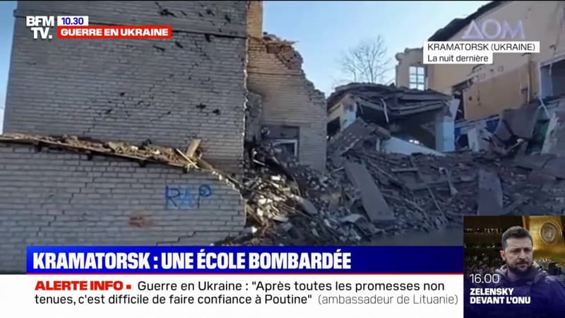 Guerre en Ukraine: les images d’une école détruite après des frappes russes à Kramatorsk, à l’est du pays