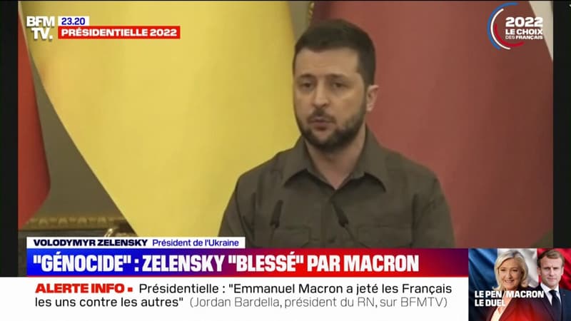 Refus d’utiliser le terme “génocide”: le président ukrainien se dit “blessé” par Emmanuel Macron