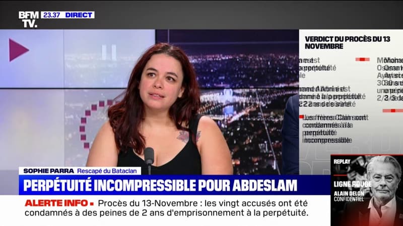 Sophie Parra, rescapée du Bataclan: “Je suis extrêmement satisfaite des peines qui ont été prononcées”