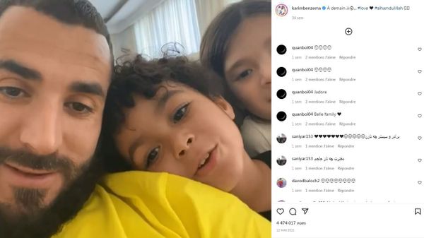 Karim Benzema partage un rarissime cliché avec ses deux enfants