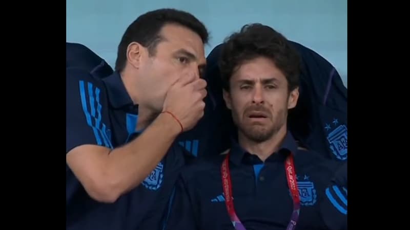 Argentine-Mexique: l’image dingue de l’adjoint de Scaloni qui fond en larmes après le but de Messi