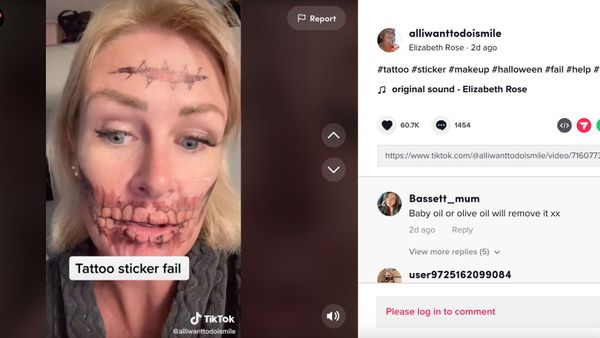 Elle décide de se faire un faux tatouage sur le visage pour Halloween et se joue un très mauvais tour