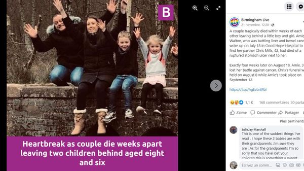 Tragique : deux jeunes enfants perdent brutalement leurs parents à quelques jours d’intervalle