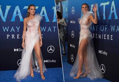 Heidi Klum dévoile ses jambes à “2 millions de dollars” lors de l’avant-première d’Avatar 2