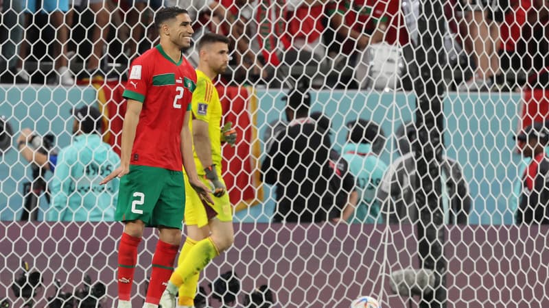 Maroc-Espagne: la célébration “pingouin” de Hakimi en hommage à Mbappé après sa panenka victorieuse