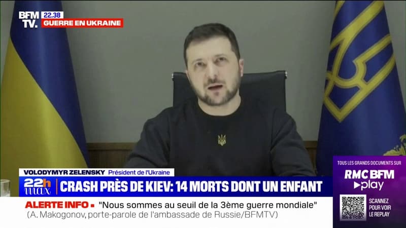 Volodymyr Zelensky sur le crash près de Kiev: “Ce crash n’est pas un accident parce qu’il est dû à la guerre (…) Il n’y a pas d’accidents en temps de guerre”