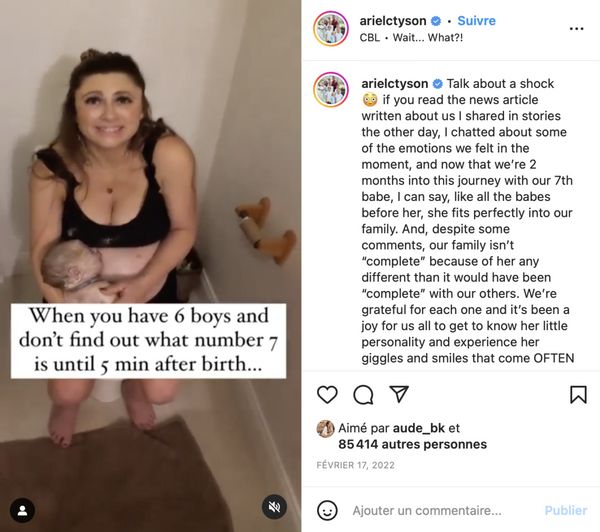 Elle accouche de son septième enfant aux toilettes et découvre une jolie surprise