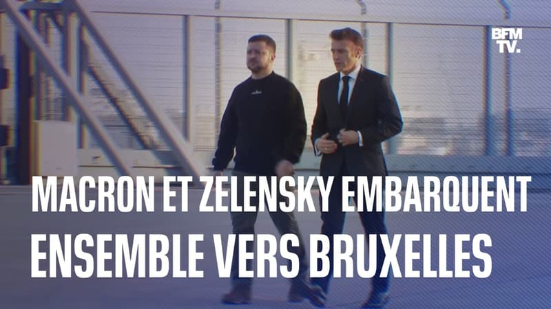 Emmanuel Macron et Volodymyr Zelensky embarquent dans le même avion en direction de Bruxelles