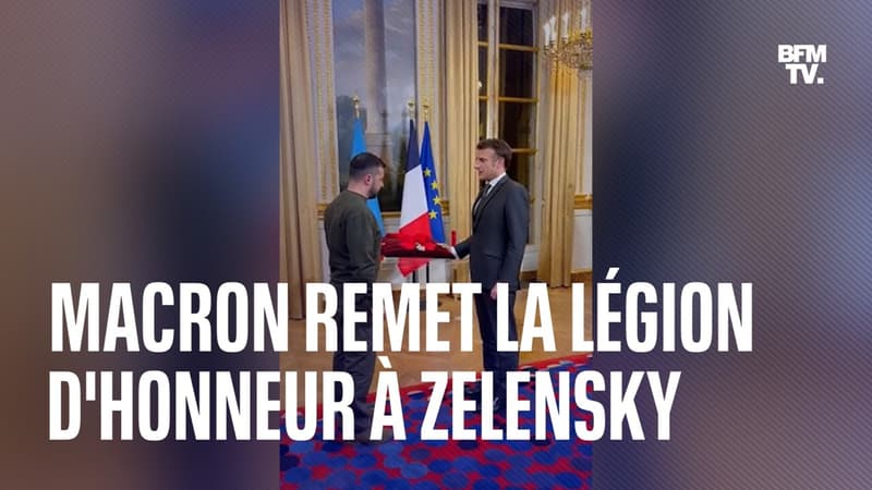 Emmanuel Macron remet la Légion d’honneur à Volodymyr Zelensky lors de leur soirée à l’Élysée