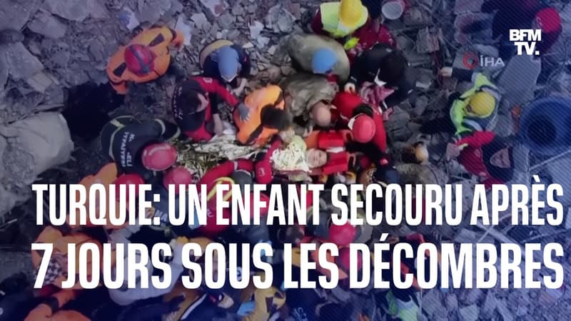 Séisme en Turquie: les images du sauvetage d’un garçon de 13 ans, après 7 jours coincé sous les décombres
