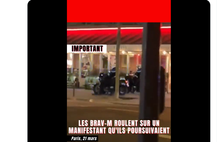 VIDEO – Des policiers de la Brav-M mis en cause pour avoir roulé sur un manifestant