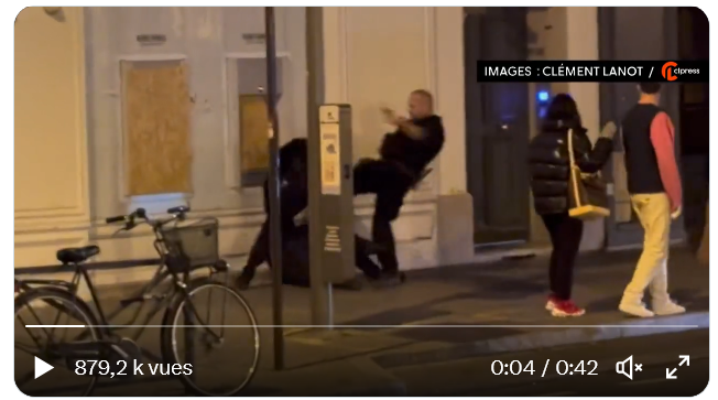 VIDEO – Retraites : un manifestant prend un coup de pied au sol d’un policier