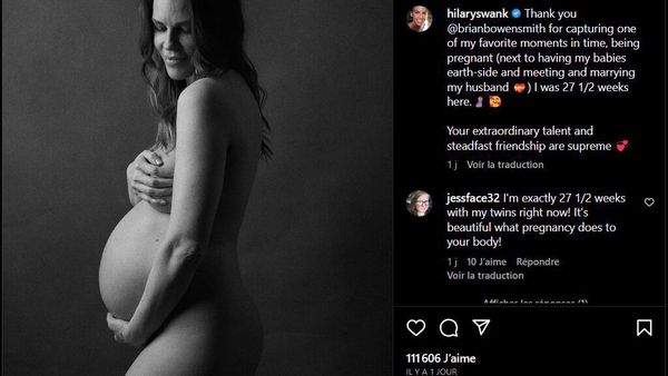 Hilary Swank maman de jumeaux : nue, noir et blanc… L’actrice dévoile une photo inédite de sa grossesse