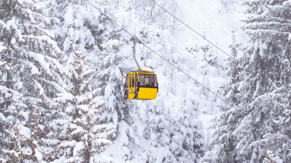 Il percute volontairement la paroi de la télécabine, son ami assiste à une scène traumatisante