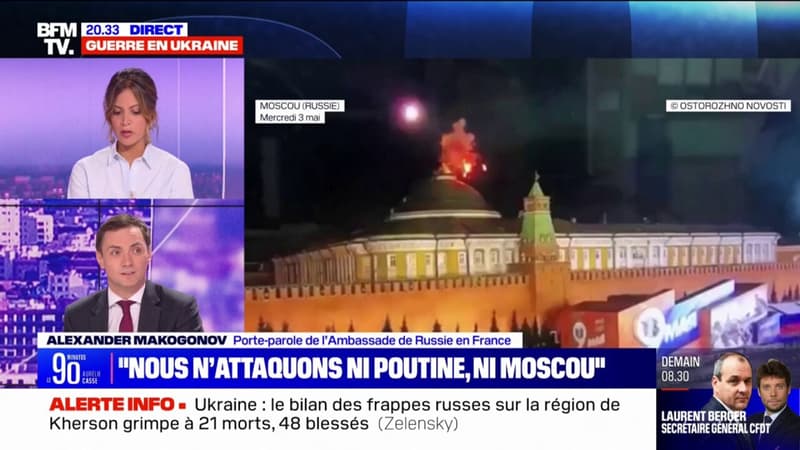 “Faire croire aux gens que c’est le Kremlin qui se bombarde lui-même, c’est le paroxysme de la supercherie” pour le porte-parole de l’ambassade de Russie en France