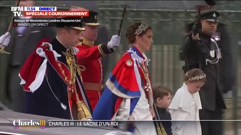 Le prince William et la princesse Kate arrivent à l’abbaye de Westminster avec leurs enfants pour le couronnement de Charles III