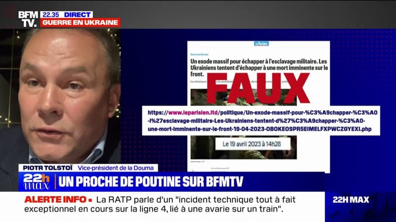 Guerre en Ukraine: “L’offensive ukrainienne a lamentablement échoué”, pour Piotr Tolstoï, vice-président de la Douma
