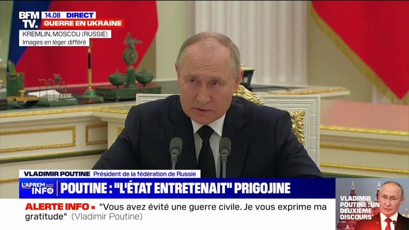 Mutinerie de Wagner: Vladimir Poutine affirme que “l’État russe entretenait” la milice de Prigojine