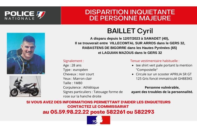 Gers : Un appel à témoins lancé pour retrouver Cyril, âgé de 28 ans