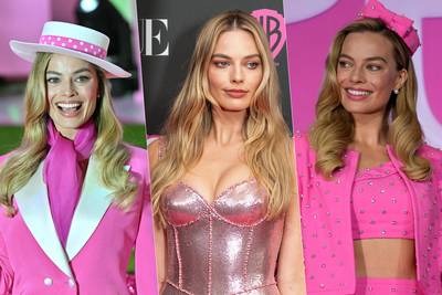 Paillettes, accessoires vintage et rose à gogo: le sans-faute de Margot Robbie pour la promo de “Barbie”