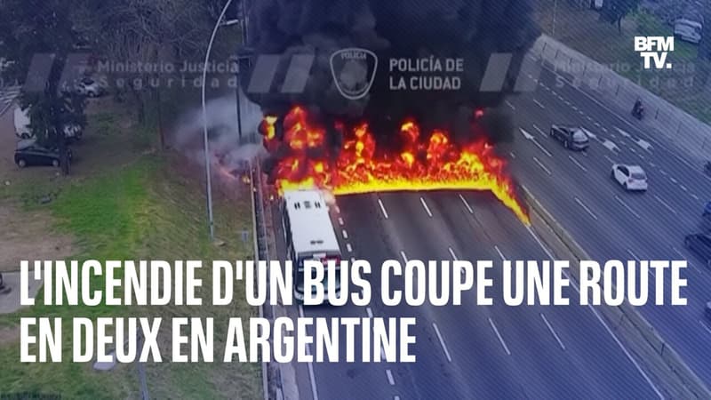 L’incendie d’un bus coupe une route en deux en Argentine