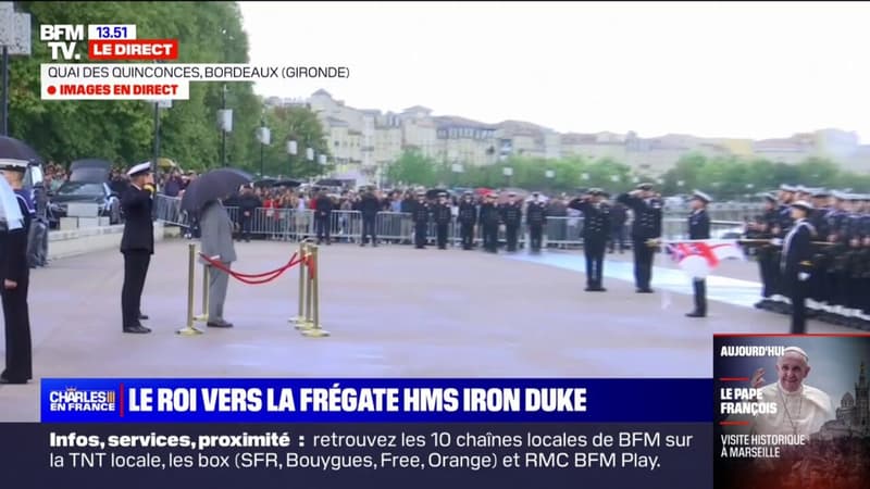 Charles III à Bordeaux: l’hymne “God Save The King” résonne sur les quais des Quinconces
