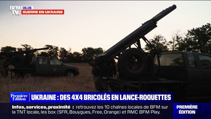 Guerre en Ukraine: des 4×4 bricolés en lance-roquettes