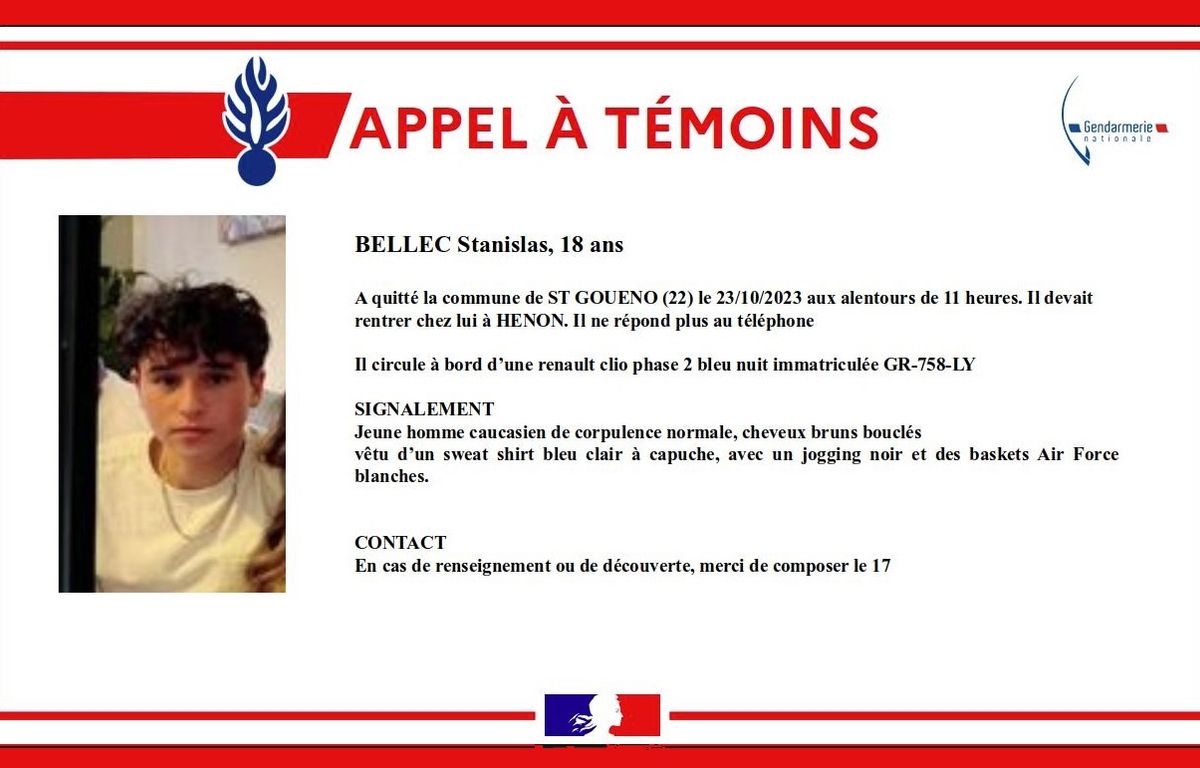 Côtes-d’Armor : Un homme de 18 ans disparu, un appel à témoins lancé