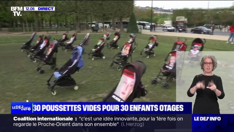 Israël: une opération “poussettes vides” sur le Champ-de-Mars à Paris pour les 30 enfants otages du Hamas