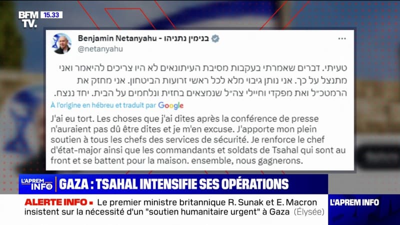 “J’ai eu tort”: Benyamin Netanyahu s’excuse après avoir remis en cause l’efficacité des services de renseignements israéliens dans l’attaque du Hamas