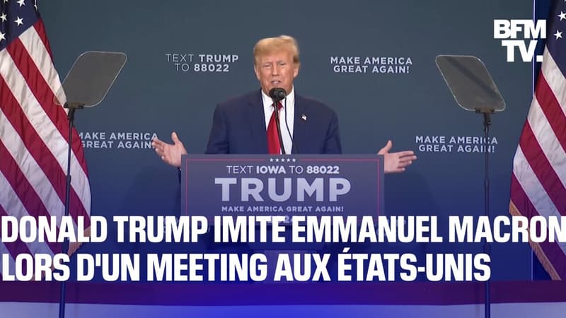 Donal Trump imite Emmanuel Macron lors d’un meeting dans l’Iowa, aux États-Unis