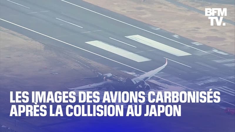 Les images des carcasses d’avions incendiées, après la collision à l’aéroport de Tokyo-Haneda, au Japon