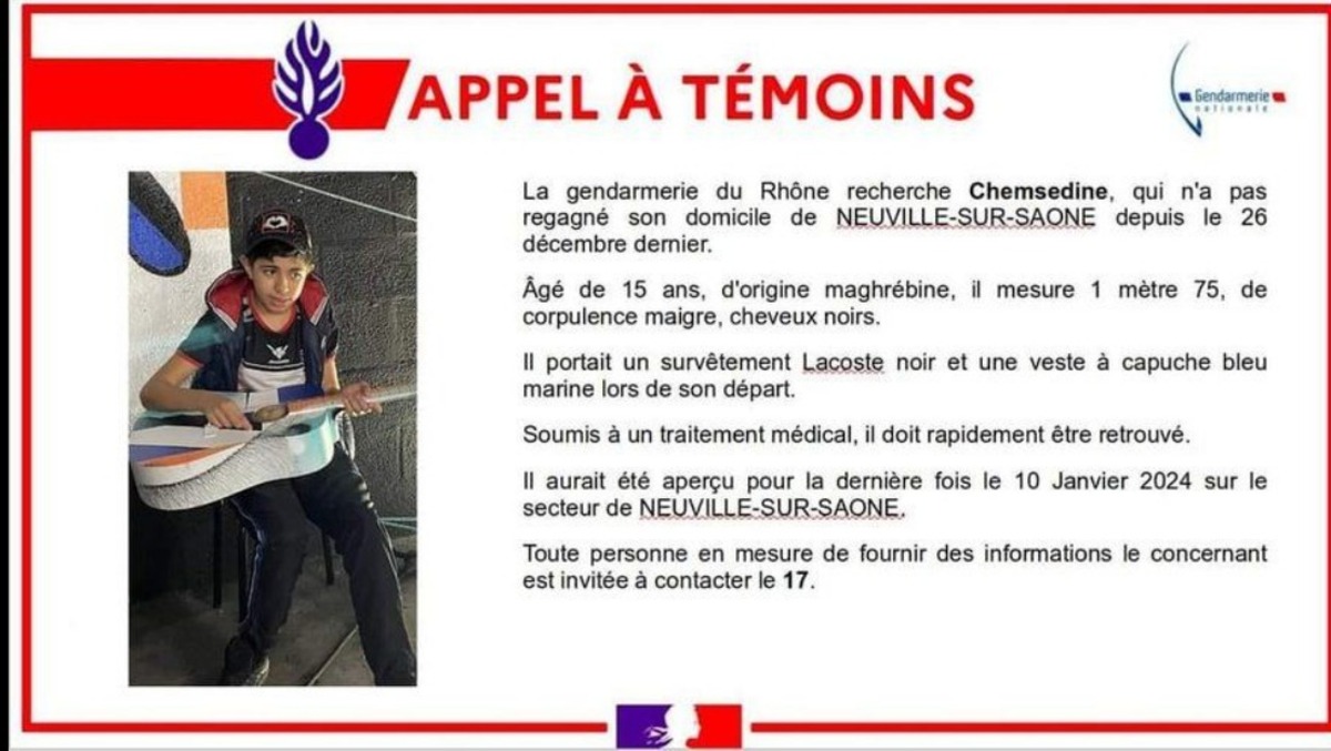 Disparition de Chemsedine, 15 ans, dans le Rhône : pourquoi il doit être “rapidement retrouvé”