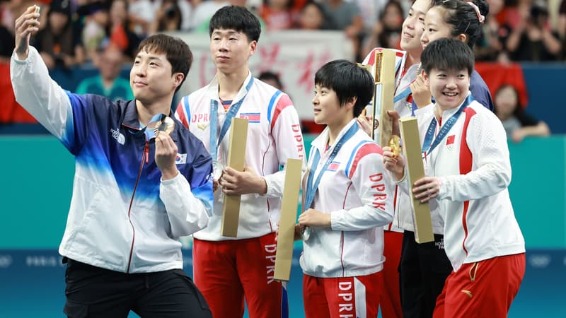 JO 2024: deux pongistes nord-coréens menacés de sanctions après le selfie avec leurs concurrents sud-coréens