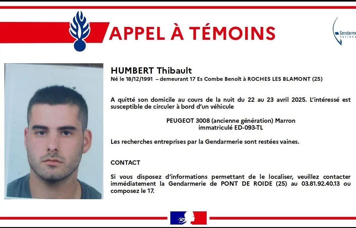 Doubs : Disparition inquiétante d’un homme de 33 ans, un appel à témoins lancé