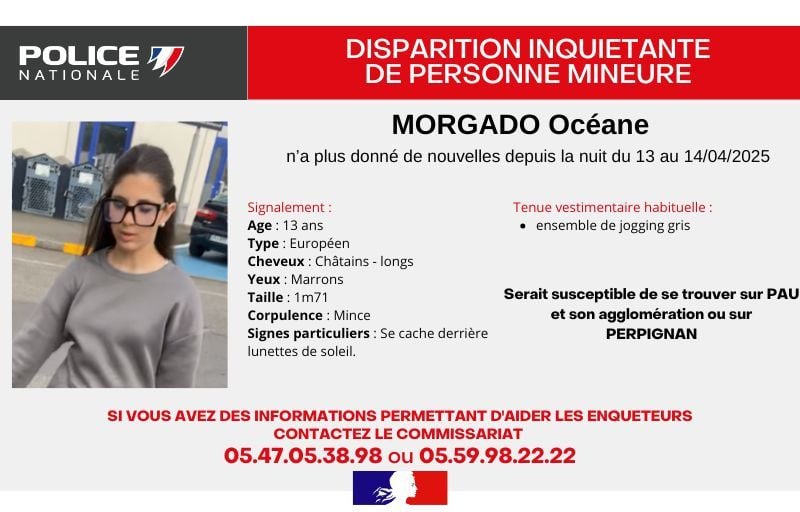 Pyrénées-Atlantiques : Appel à témoins après la disparition d’Océane, 13 ans