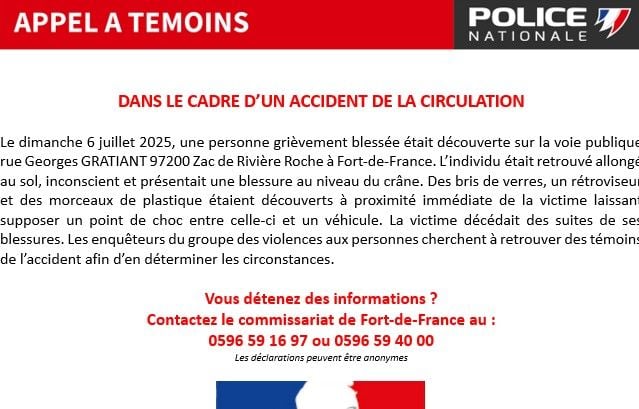 Martinique : Un gendarme de 21 ans meurt dans des circonstances étranges, la police lance un appel à témoins